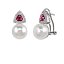 Pendientes de plata tu y yo con perla y en forma triangular circonita roja
